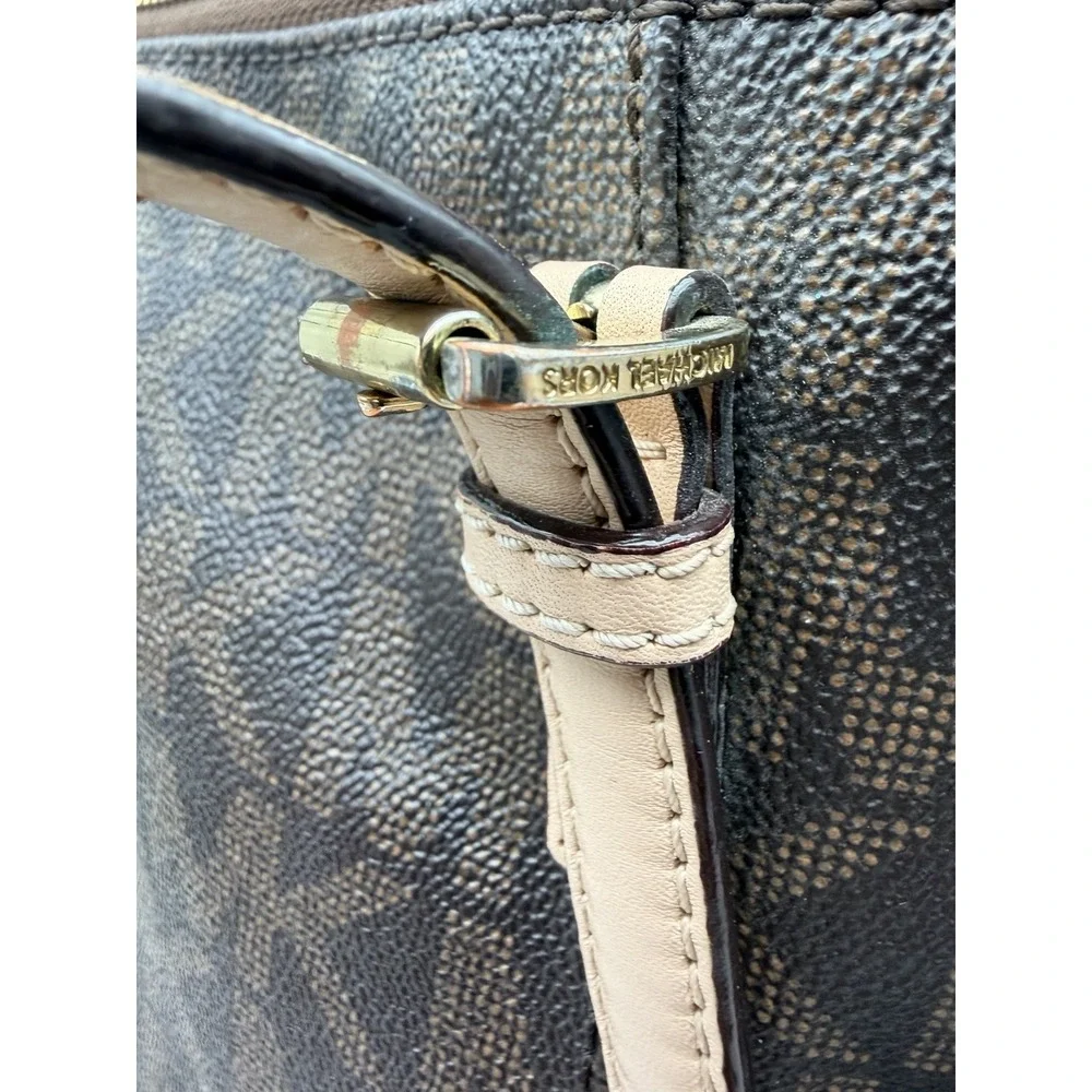 Michael Kors Jet J-1309 Brown Signature Large Tote Shoulder Bag Authenticated